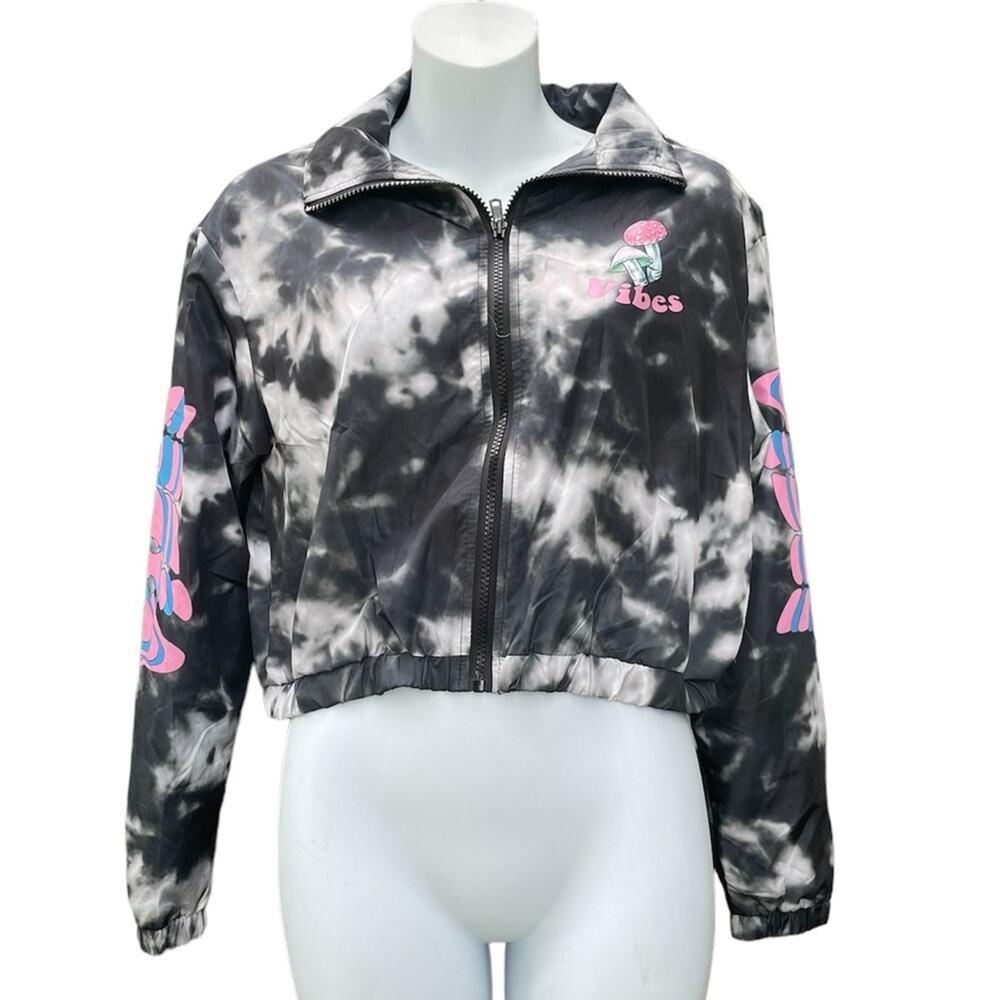 Vine and Valley Tie-Dye “Vibes” cropped jacket